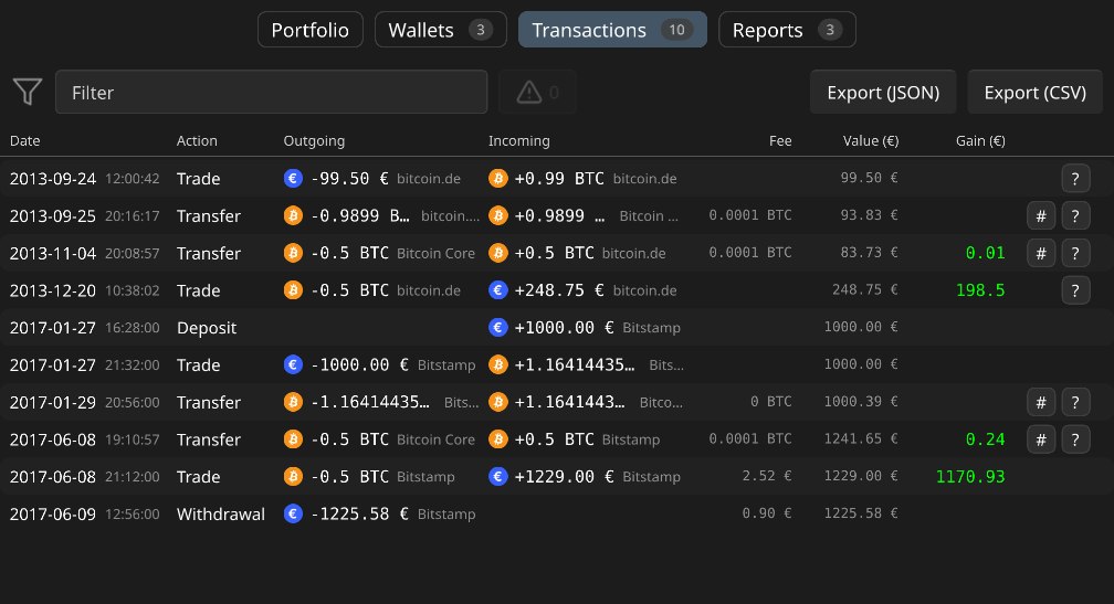 Transactions Page